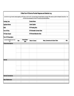 E-Rate Form 470 Service Provider Response and Selection Log