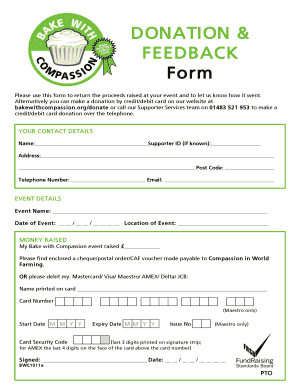 Bake with Compassion Donation and Feedback Form