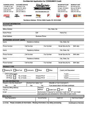 Confidential Consumer Credit Application