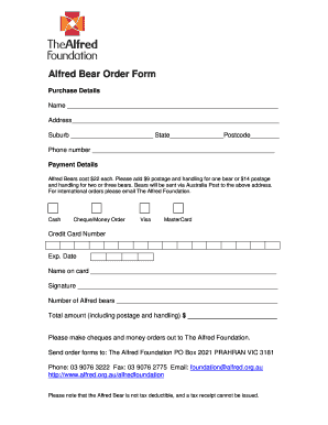 Alfred Bear Order Form