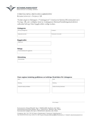 Swedish Municipal Construction Loan Payment Form