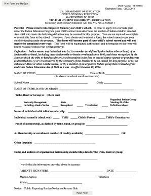 Title VII Student Eligibility Certification