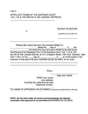 New York Appellate Term Motion Notice