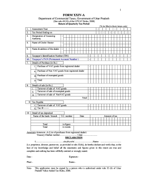 Uttar Pradesh Quarterly VAT Return Form XXIV-A