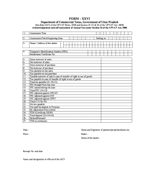 Uttar Pradesh Annual Tax Return Form XXVI