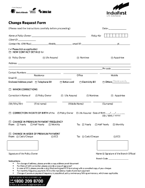 Insurance Policy Change Request Form