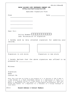 Bajaj Allianz Signature Attestation Form