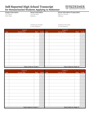 Student Transcript Form