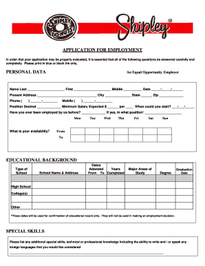 Application for Employment