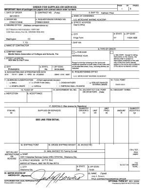 US Federal Purchase Order Form