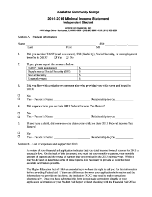 2014-2015 Minimal Income Statement