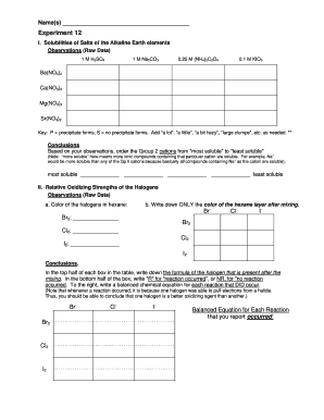 Chemistry Lab Report Template