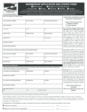 1199 SEIU Federal Credit Union Membership Application