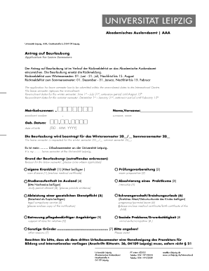 Antrag auf Beurlaubung