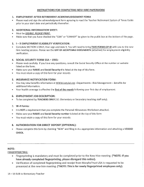 Employment After Retirement Acknowledgement Form