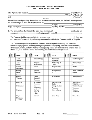 Virginia Regional Listing Agreement