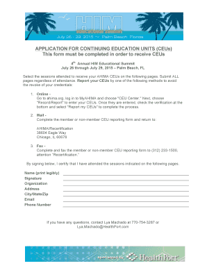 Application for Continuing Education Units (CEUs)