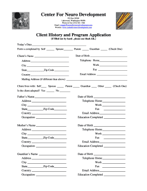 Client History and Program Application