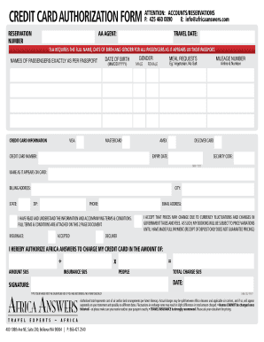 Credit Card Authorization Form