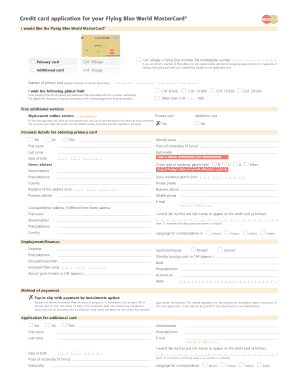 Flying Blue World MasterCard Application