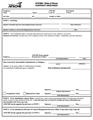 AFSCME Illinois Contract Grievance Form