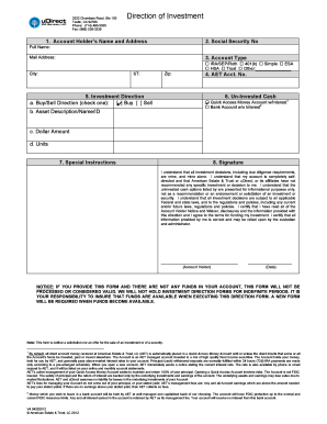 Investment Direction Form