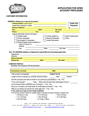 Application for Open Account Privileges