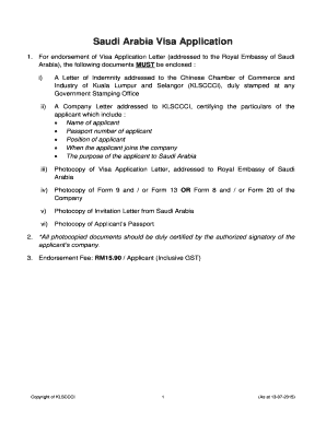 Saudi Arabia Visa Application Letter