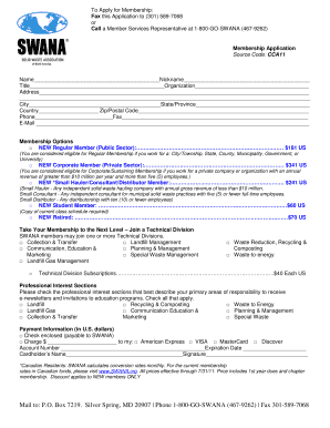 SWANA Membership Application