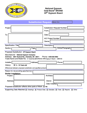 National Gypsum Substitution Request Form