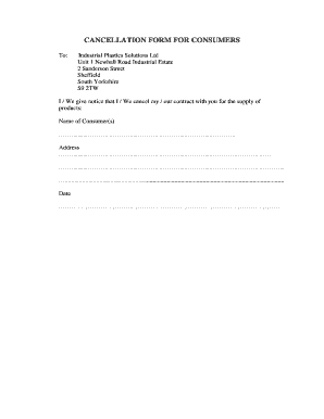 Cancellation Form for Consumers