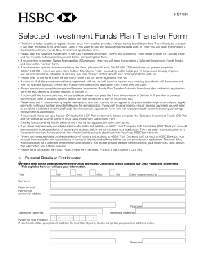 Selected Investment Funds Plan Transfer Form