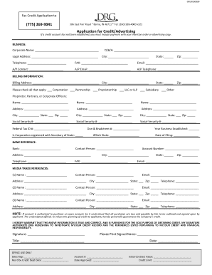 Fax Credit Application Form
