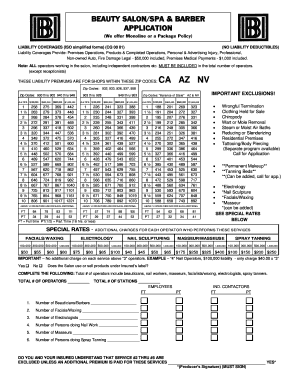 Beauty Salon Liability Insurance Application
