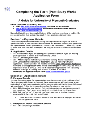 UK Tier 1 Post-Study Work Application Form