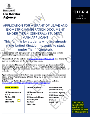 Tier 4 (General) Student Visa Application Form