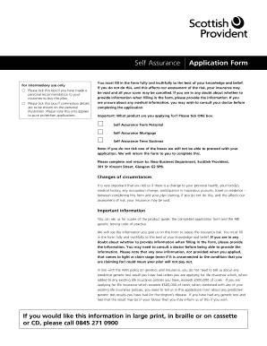 Self Assurance Application Form