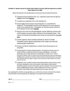 UK Passport Application Checklist