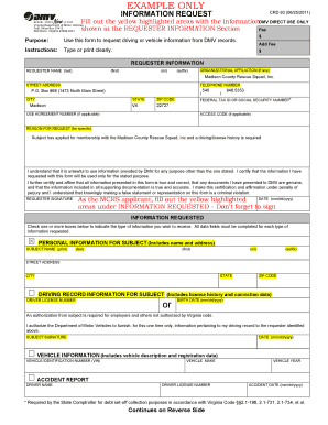 Virginia DMV Information Request Form