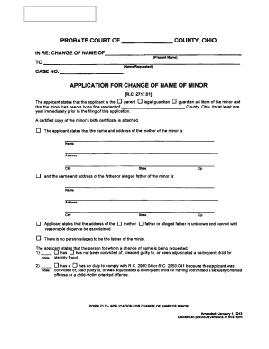 Ohio Minor Name Change Application