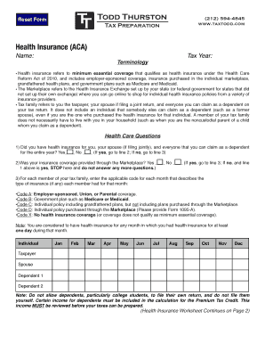 Health Insurance Tax Form
