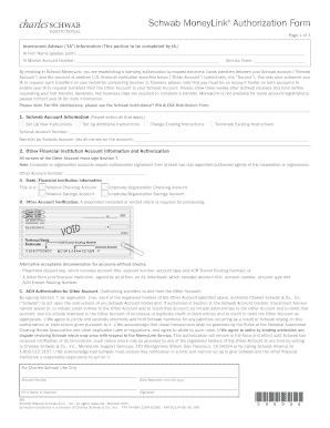 Schwab MoneyLink Authorization Form