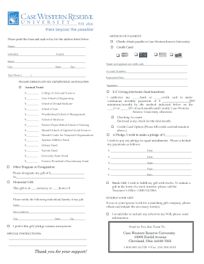Case Western Reserve University Payment Form