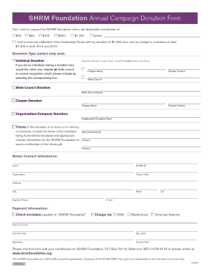 SHRM Foundation Annual Campaign Donation Form