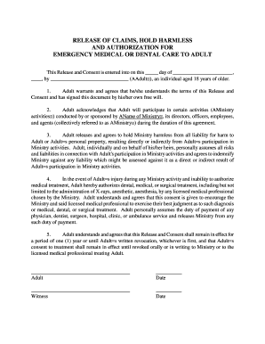 Release of Claims and Authorization for Emergency Medical Care