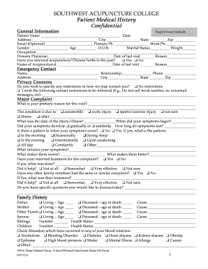 Patient Medical History Form