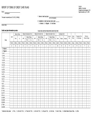 Report of Terms of Credit Card Plans