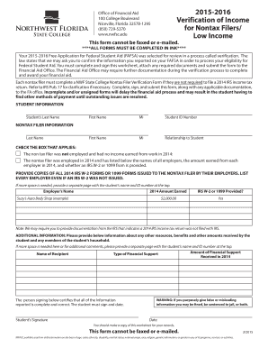 2015-2016 Nontax Filer Verification Form