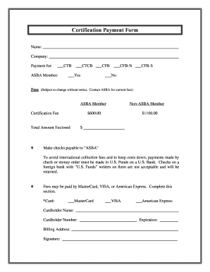 Certification Payment Form