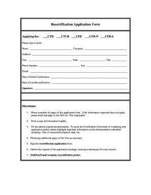 Recertification Application Form